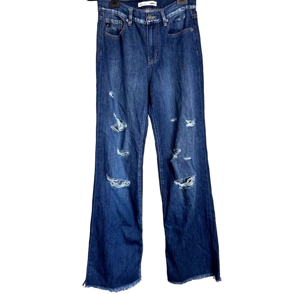 KanCan Womens Size 25 Distressed Straight Leg Jeans Medium Wash Denim NWOT